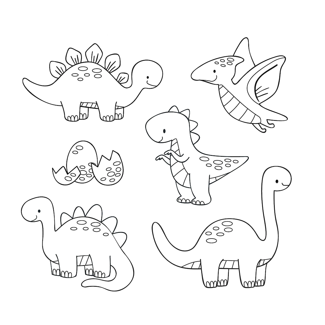 Маленькие Динозаврики раскраска