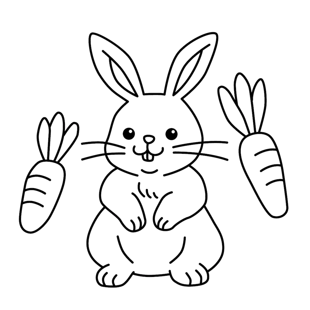 Кролик рисунок контурный
