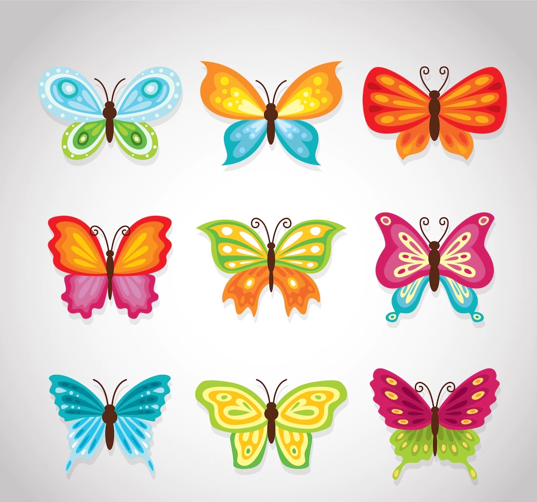 Разноцветные бабочки для вырезания