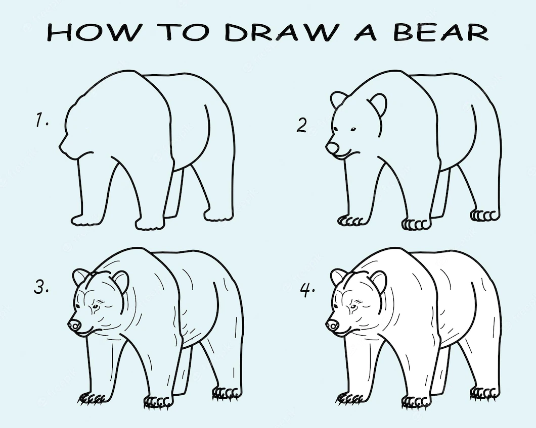 Белый медведь рисунок для детей поэтапно
